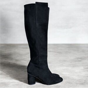 Stuart Weitzman Eloise 75 Black Suede Knee High Boots Size 8.5